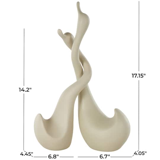 Beige Ceramic Swan Intertwined Decorative Sculpture Set